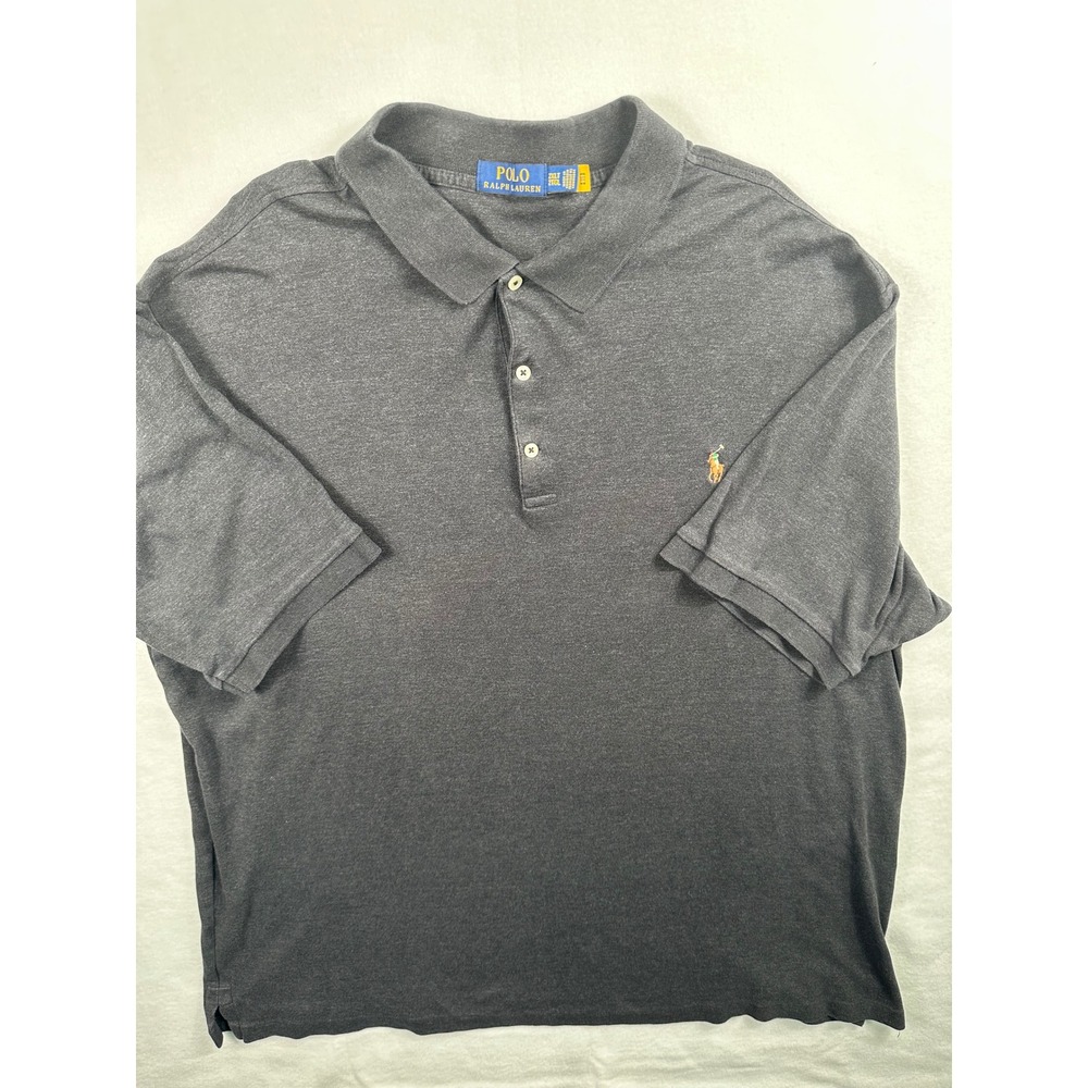 Polo Ralph Lauren Mens 2XLT Tall Gray Heather Short Sleeve Pony Logo Polo Shirt